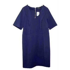 ELOQUII Jersey Knit Fitted Plus Dress Sz 18 Maritime Blu Half Sleeve Stretch NWT